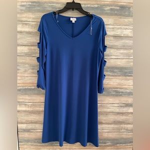 Royal Blue cold shoulder swing dress